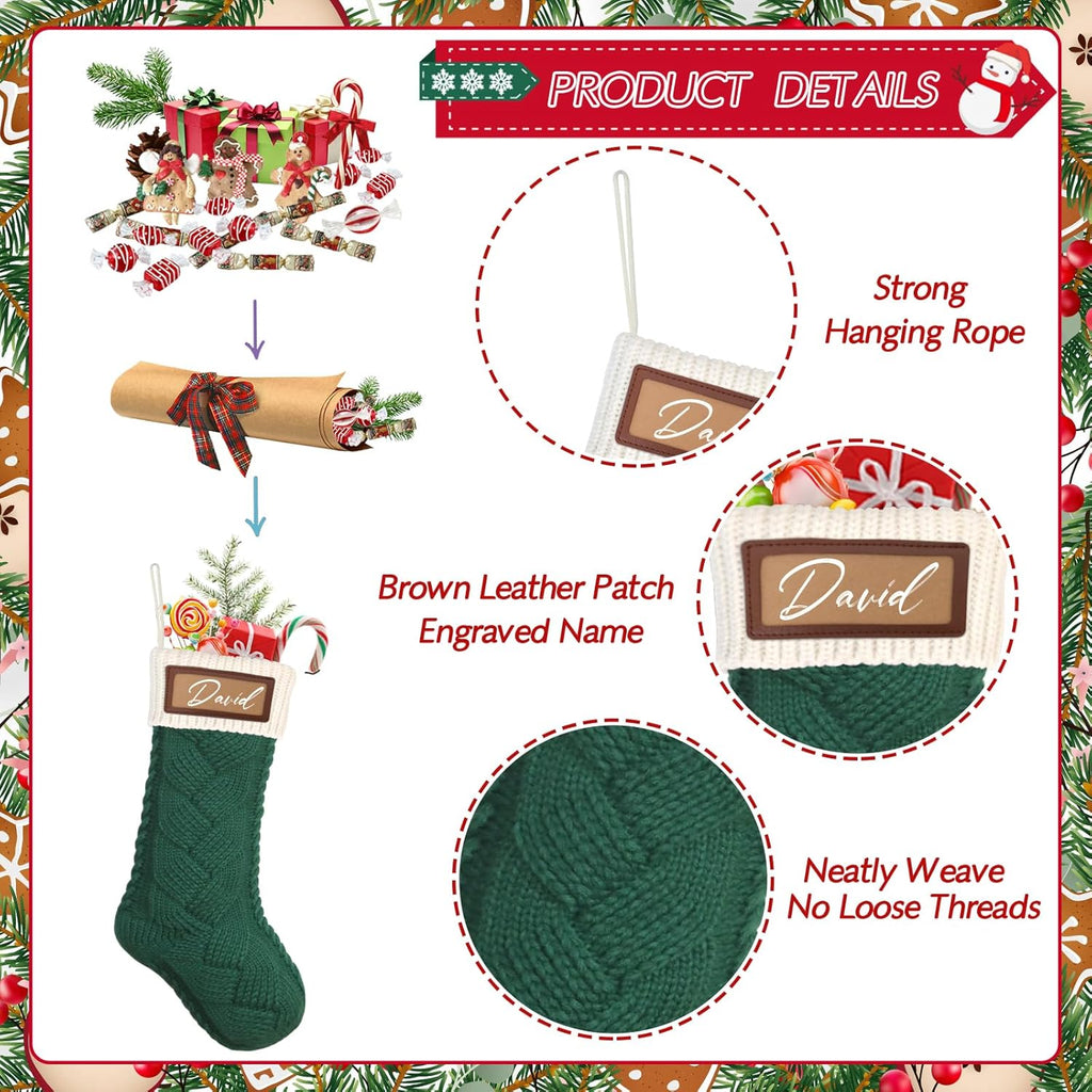 Dremisland Meias de Natal personalizadas meias natalícias de tecido com nome botas médias de Natal grande pendurar meias natalícias pai Natal Stocking para lareira decoração