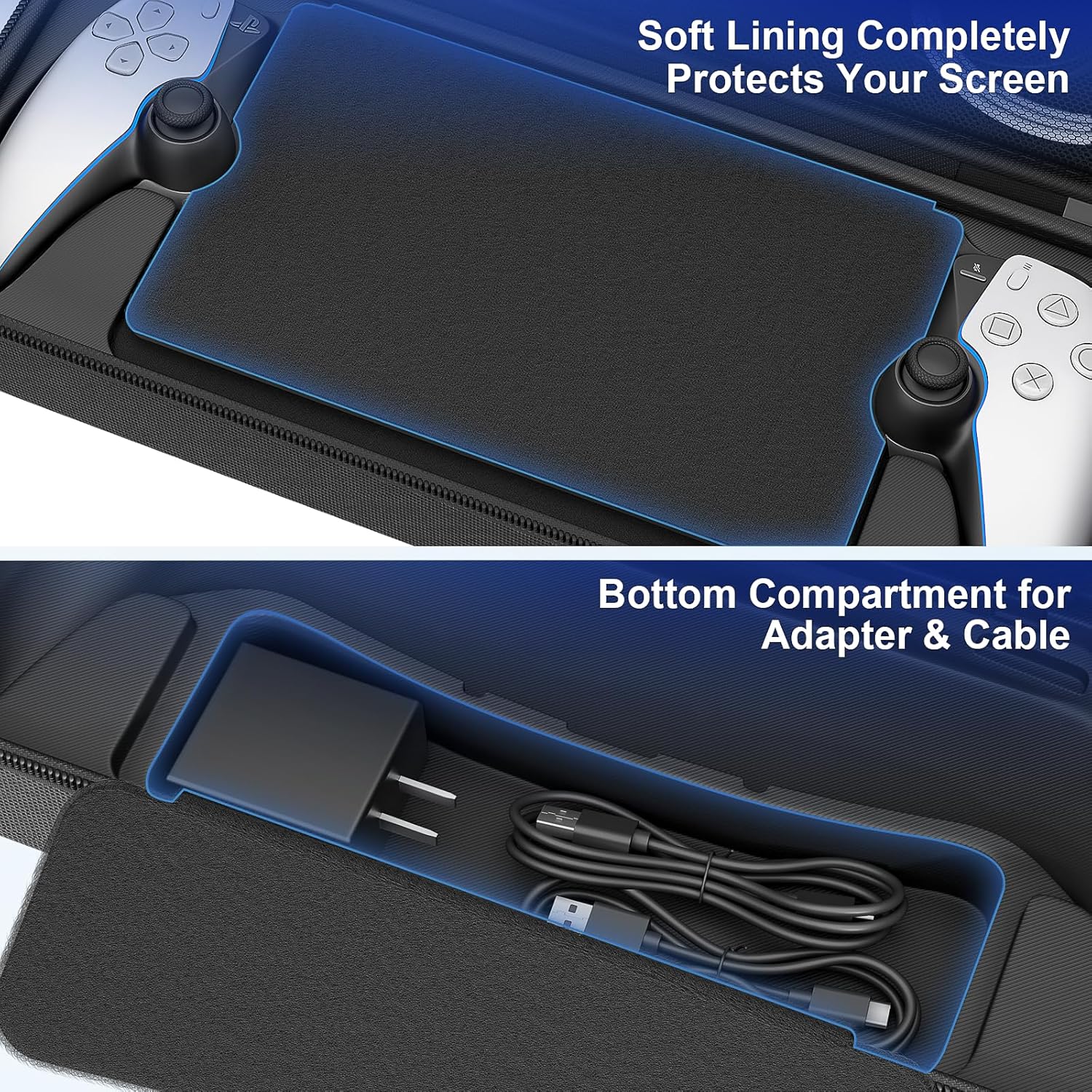 daydayup Juego de accesorios 14 en 1 compatible con PlayStation Portal Remote Player, bolsa de transporte y soporte para percha con 2 protectores de pantalla y 4 asas para pulgar, paquete de