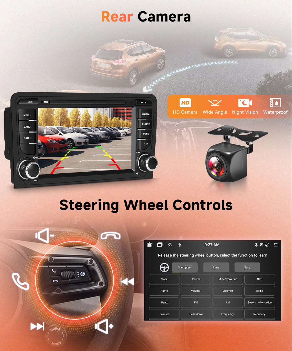 6G+128G 8 Core Wireless Carplay Android Car Radio for Audi A3 8P A3 8P1 S3 RS3 8P RS3 Sportback 7 Inch Car Radio Android Auto GPS Navi WiFi Mirror Link Bluetooth FM/RDS/DSP Rear Camera