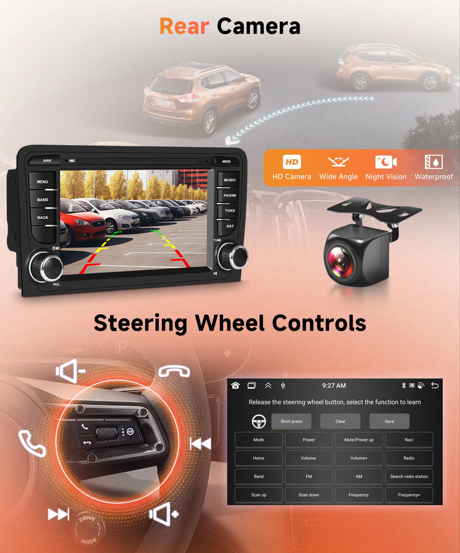 6G+128G 8 Core Wireless Carplay Android Car Radio for Audi A3 8P A3 8P1 S3 RS3 8P RS3 Sportback 7 Inch Car Radio Android Auto GPS Navi WiFi Mirror Link Bluetooth FM/RDS/DSP Rear Camera