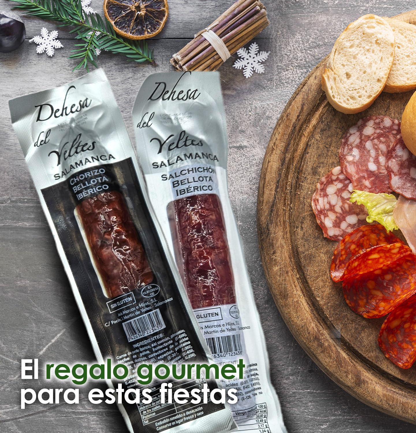Cesto Gourmet para oferecer M | Perfeita como presente cesta de Natal para empresas, presunto ibérico de isca vinho tempranillo creme de morcela e creme de sobretudo par par PX pack polvones e balões