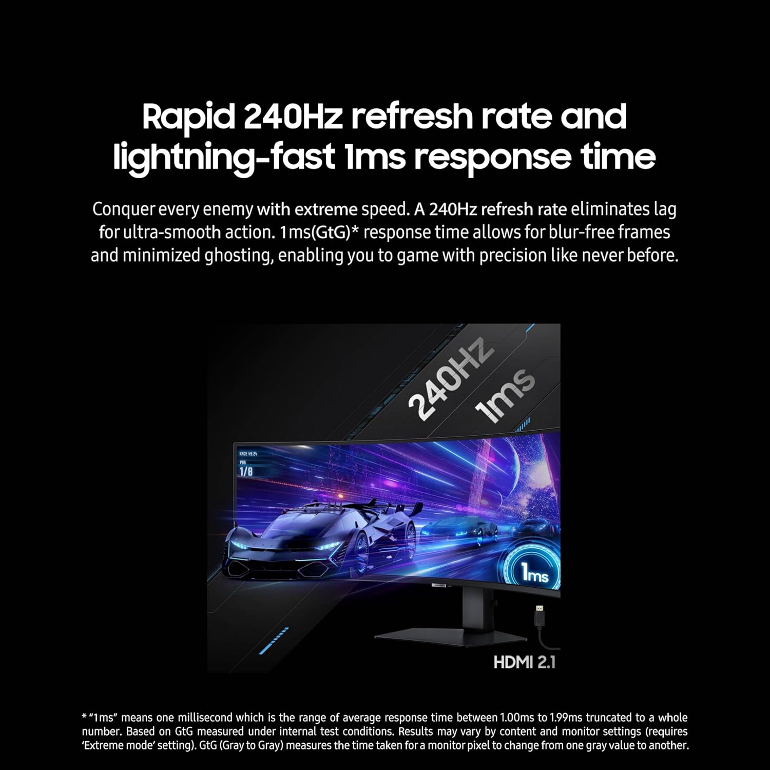 SAMSUNG 49" Odyssey G9 (G95C) Series DQHD 1000R Curved Gaming Monitor, 240Hz, 1ms(GtG), DisplayHDR 1000, AMD FreeSync Premium Pro, Eye Saver Mode, Auto Source Switch+, LS49CG950ENXZA, 2024