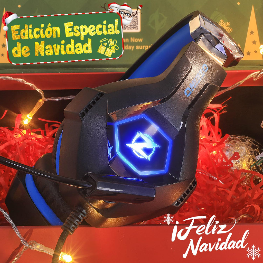 Gaming headset, gaming headset with rotating microphone, RGB light, premium stereo, lightweight comfortable earmuffs, for PS4 PS5 Xbox PC Switch Tablet Laptop 