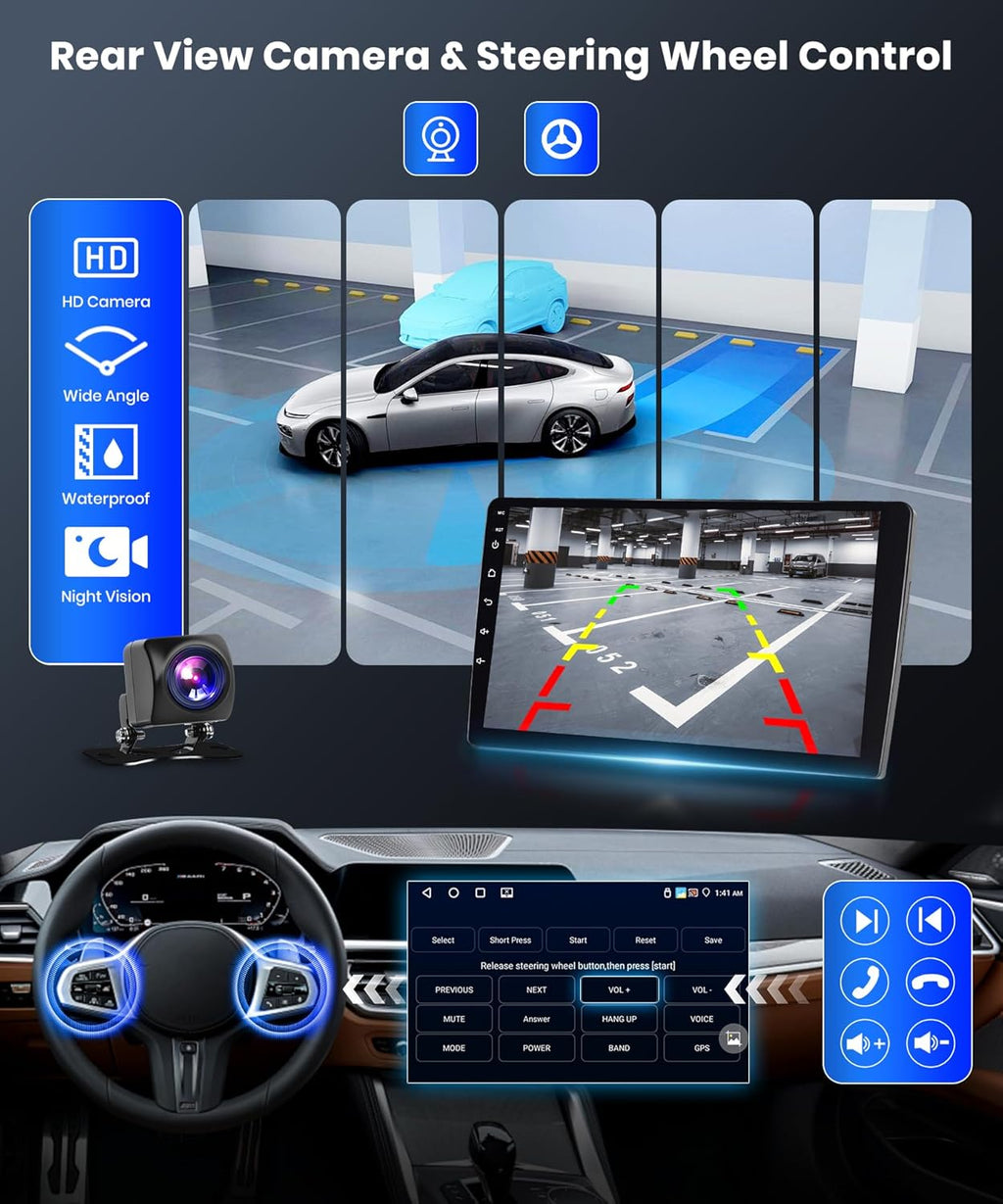 4G+64G Wireless Carplay Android Car Radio 2 DIN for Toyota RAV4 2007-2012 with Android Auto Navi GPS WiFi 9 Inch Car Radio with Mirror Link Bluetooth FM/RDS/DAB/DVR/32 EQ/SWC Rear Camera