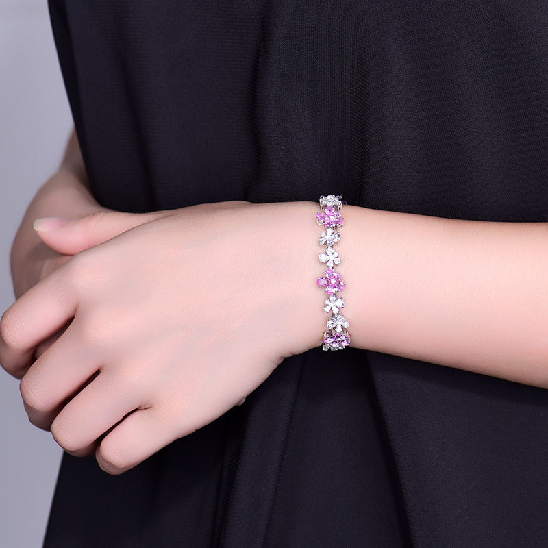 Flower Bracelet with Cubic Zirconia