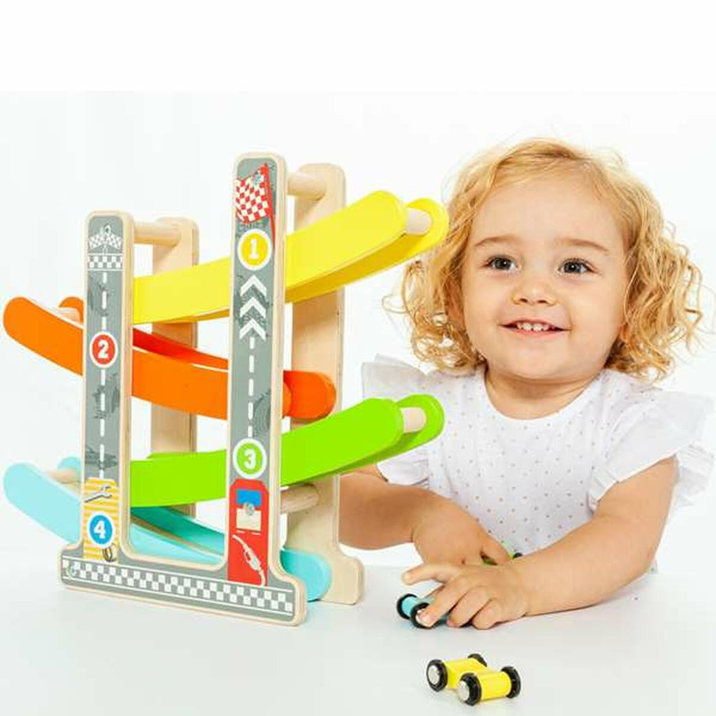 Pista de madera con rampas para coches Moltó