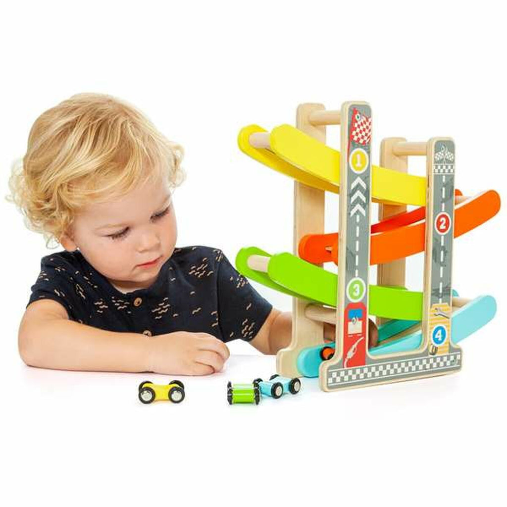 Pista de madera con rampas para coches Moltó