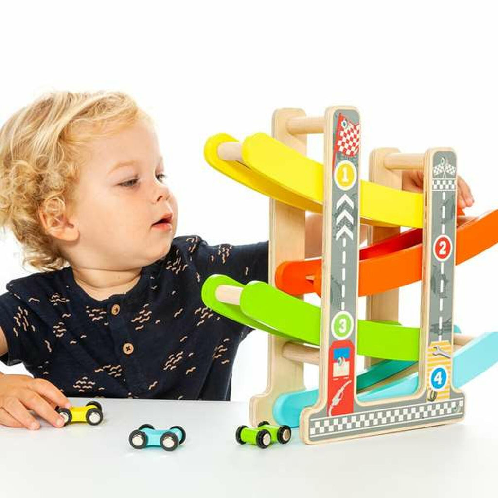 Pista de madera con rampas para coches Moltó