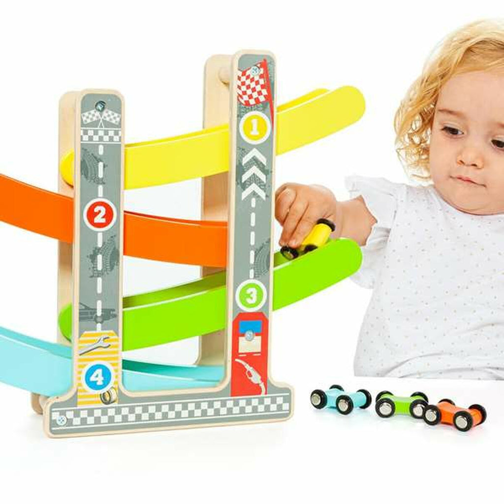 Pista de madera con rampas para coches Moltó