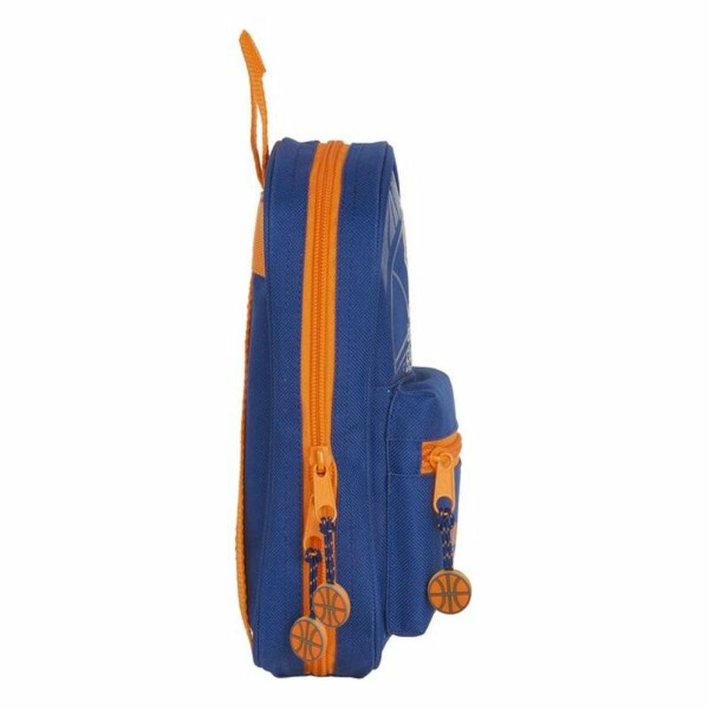 Mochila com Estojo Valencia Basket M747 Azul Laranja 12 x 23 x 5 cm (33 Peças)