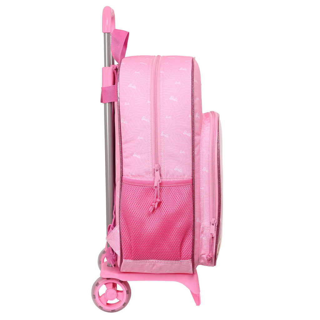 Mochila Escolar com Rodas Barbie Girl Cor de Rosa 33 x 42 x 14 cm