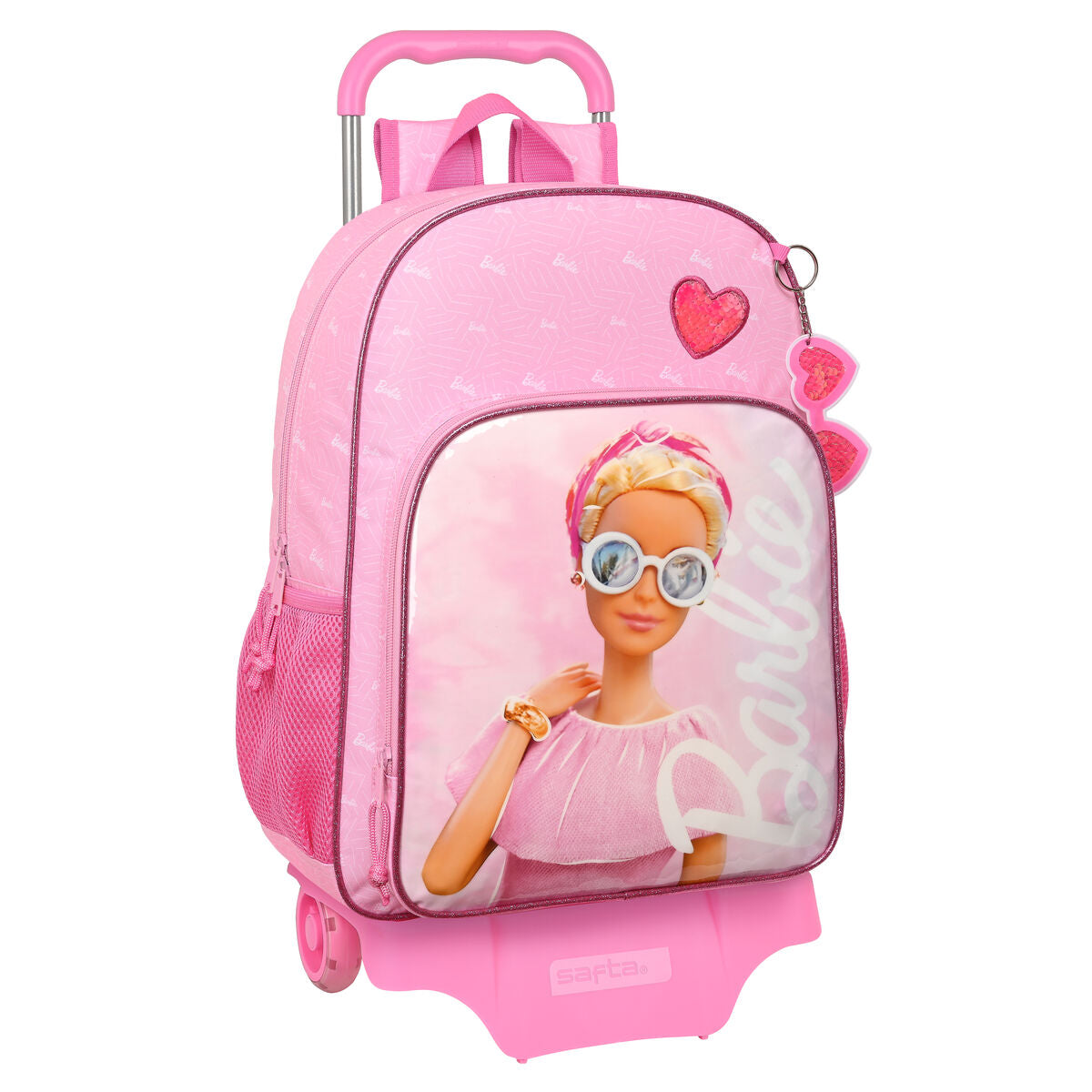 Mochila escolar rosa con ruedas para niña Barbie, 33 x 42 x 14 cm