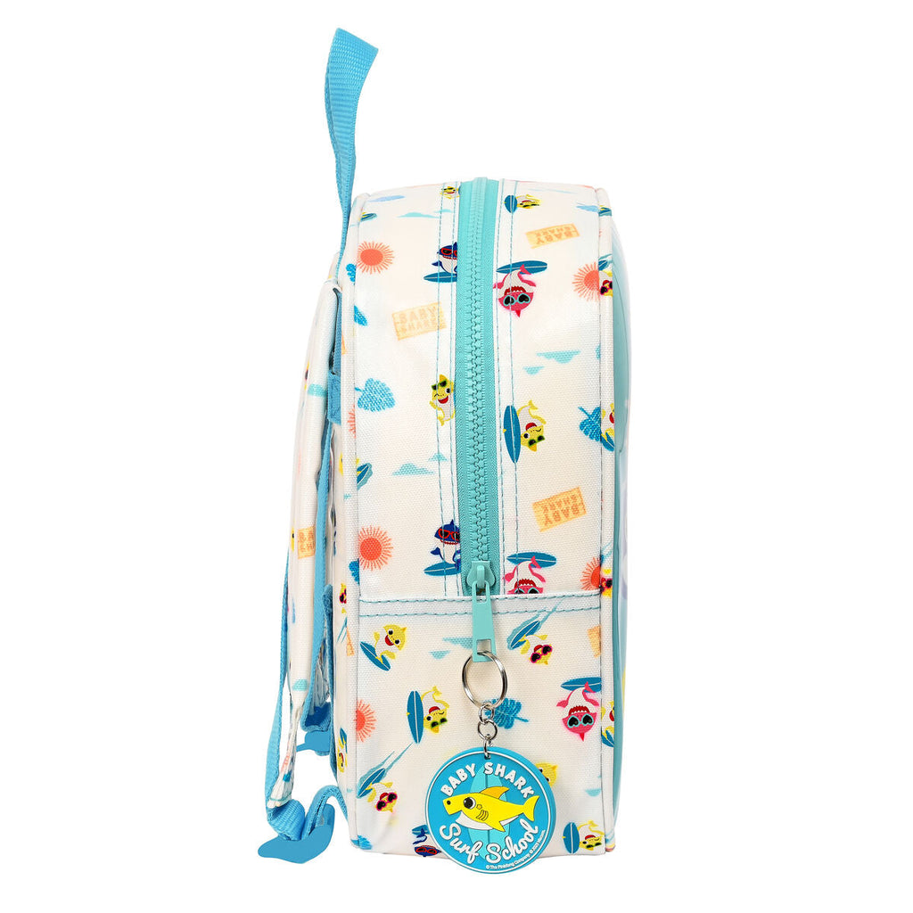 Mochila Infantil Baby Shark Surfing Azul Branco 22 x 27 x 10 cm