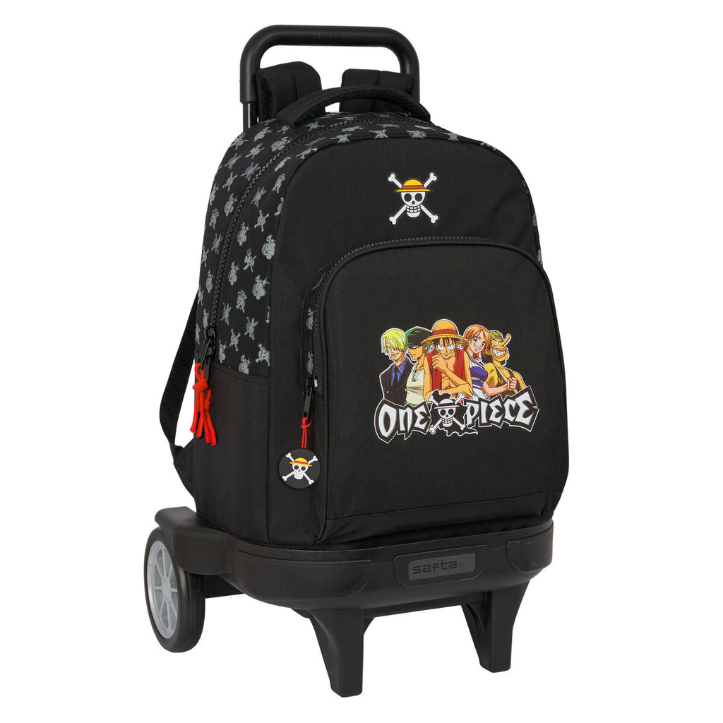 Mochila escolar con ruedas One Piece negra 33 x 45 x 22 cm