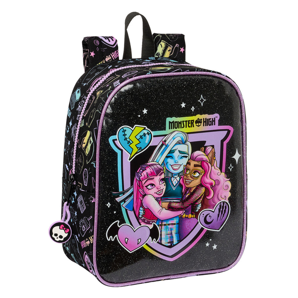 Mochila infantil Monster High, negra, 22 x 27 x 10 cm