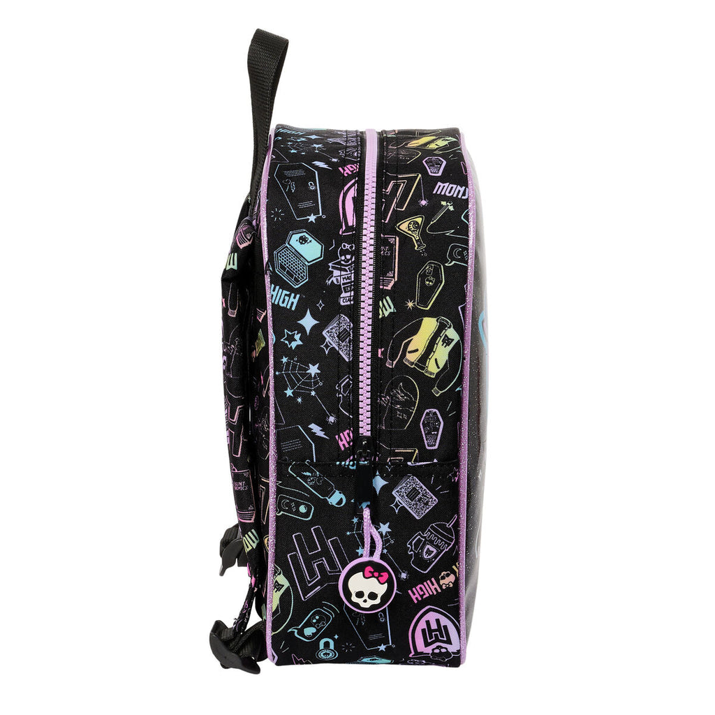 Mochila infantil Monster High, negra, 22 x 27 x 10 cm