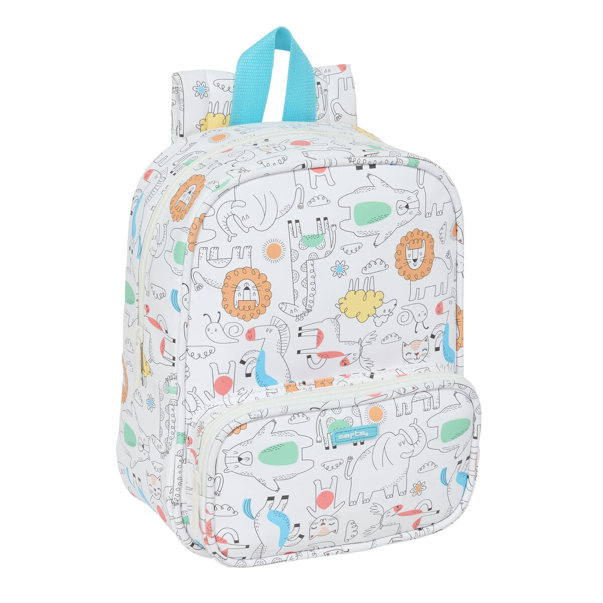 Mochila Escolar Safta Zoo Bege 22 x 27 x 10 cm