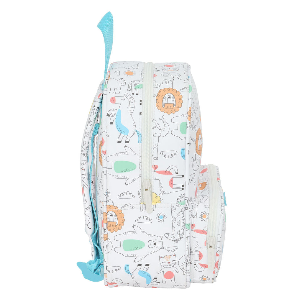 Mochila Escolar Safta Zoo Bege 22 x 27 x 10 cm