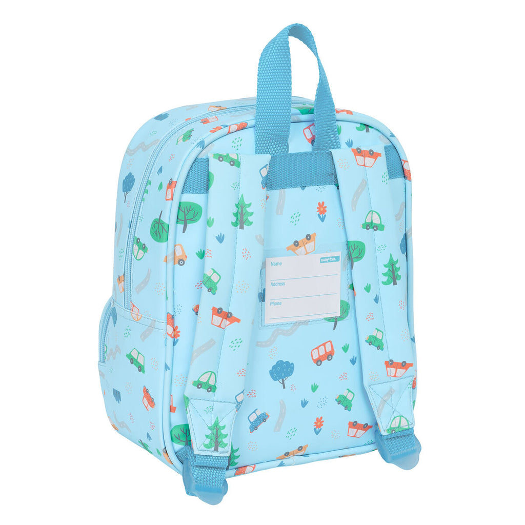 Mochila infantil Safta Coches Azul 22 x 27 x 10 cm