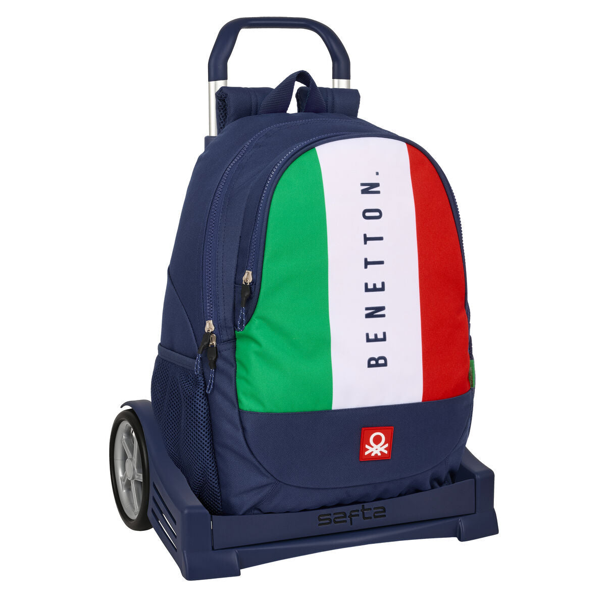 Mochila escolar con ruedas Benetton Flag, azul marino, 32 x 44 x 16 cm