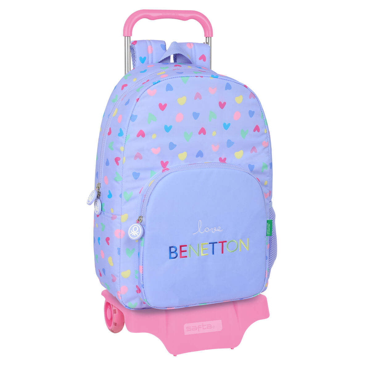 Mochila escolar con ruedas Benetton color lila, 30 x 46 x 14 cm