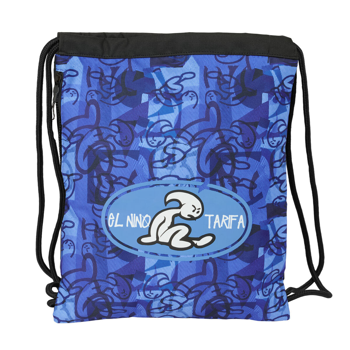 Saco Mochila com Cordas El Niño Roller Azul Preto 35 x 40 x 1 cm