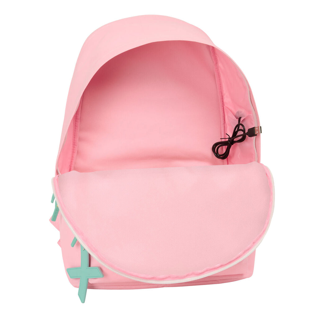 Mochila escolar Munich con puerto USB, rosa, 31 x 44 x 18 cm