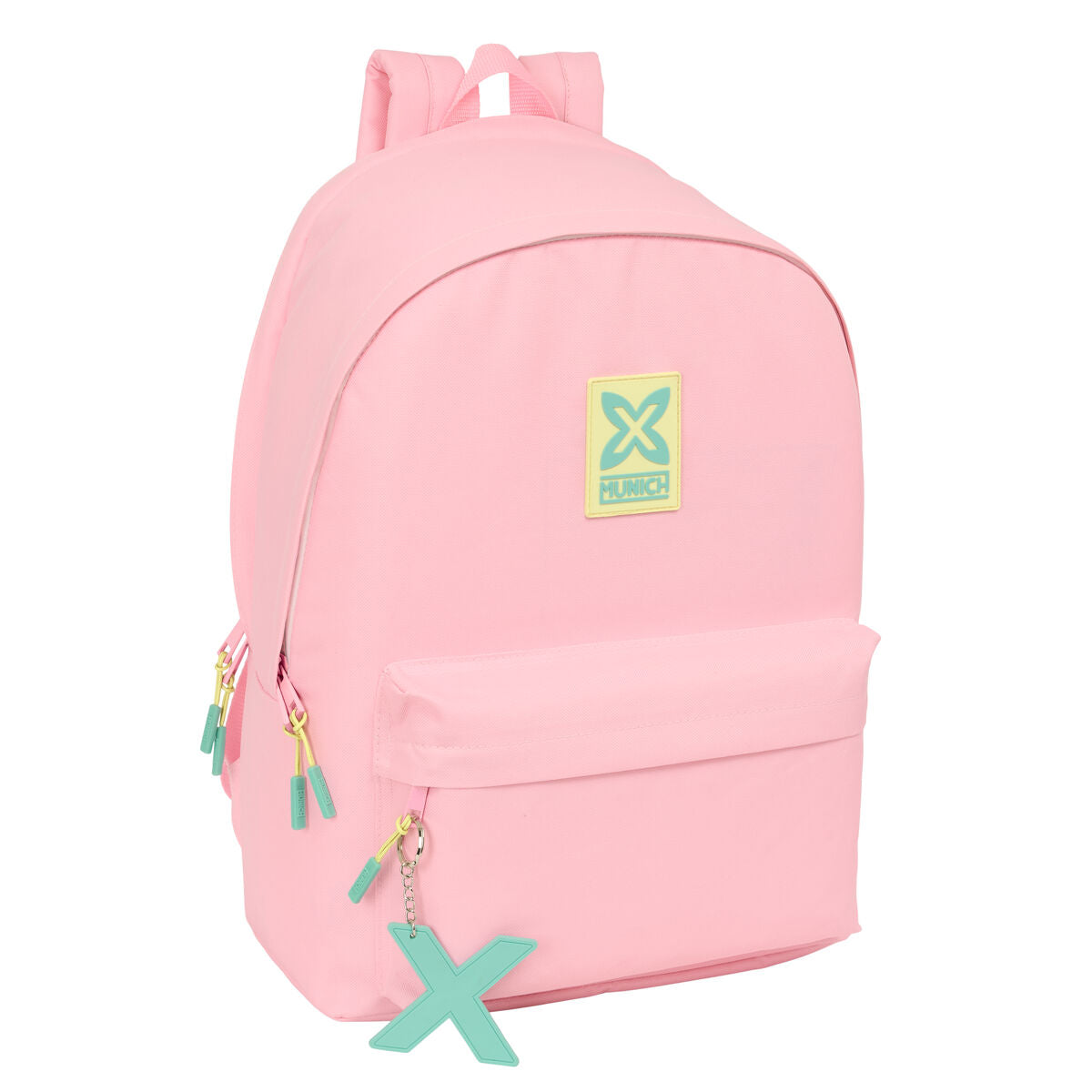 Mochila escolar Munich con puerto USB, rosa, 31 x 44 x 18 cm