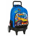 Mochila escolar Hot Wheels Let's Race, azul y negra, 33 x 45 x 22 cm