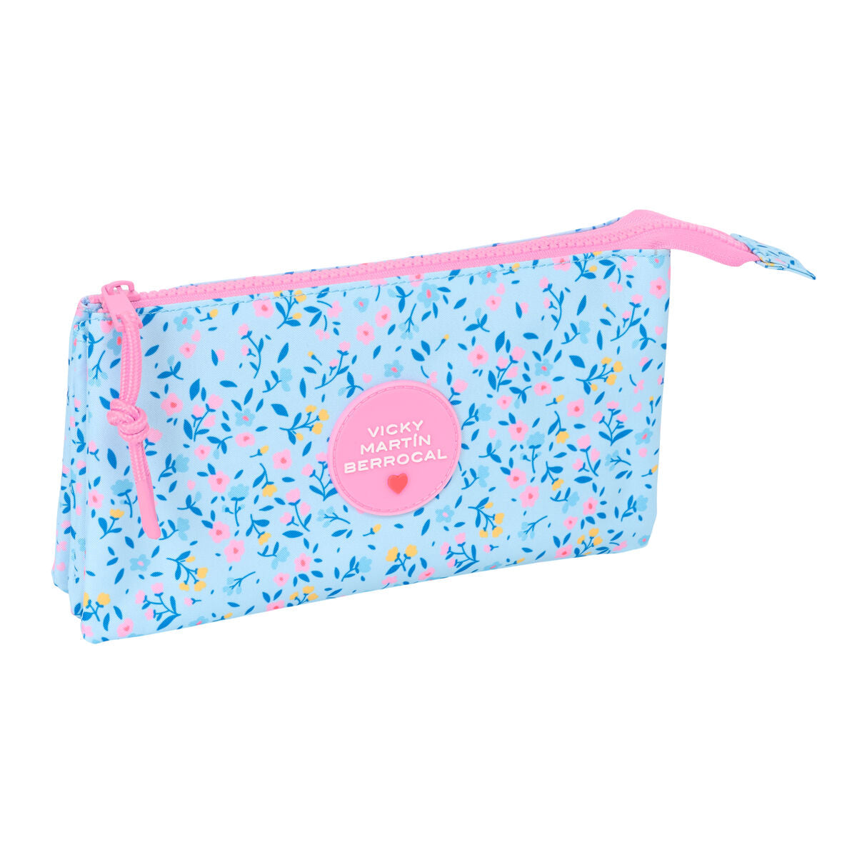 Vicky Martín Berrocal Paraíso Triple Everything Bag, Rosa Celeste, 22 x 12 x 3 cm