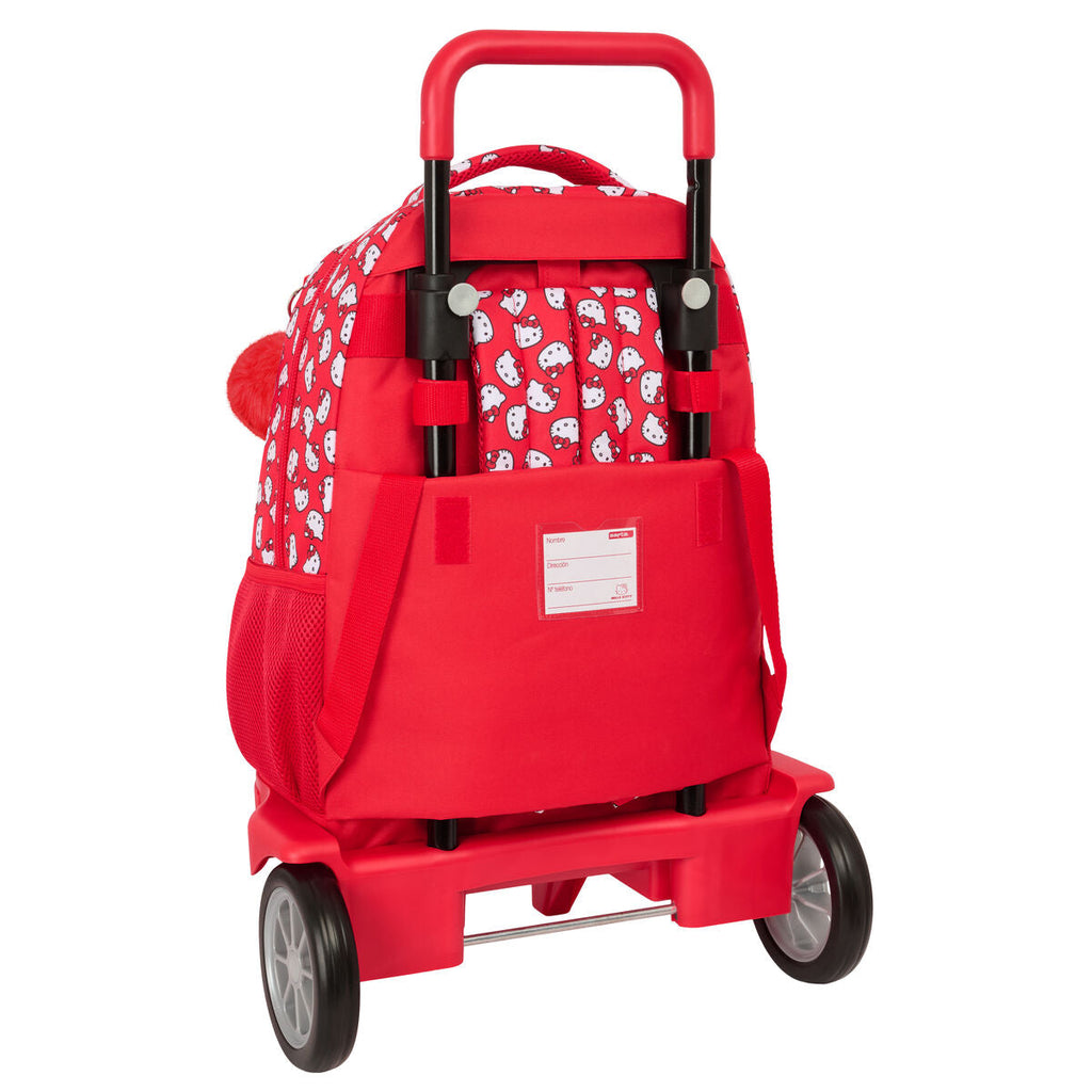 Mochila escolar icónica de Hello Kitty, blanca y roja, 33 x 45 x 22 cm