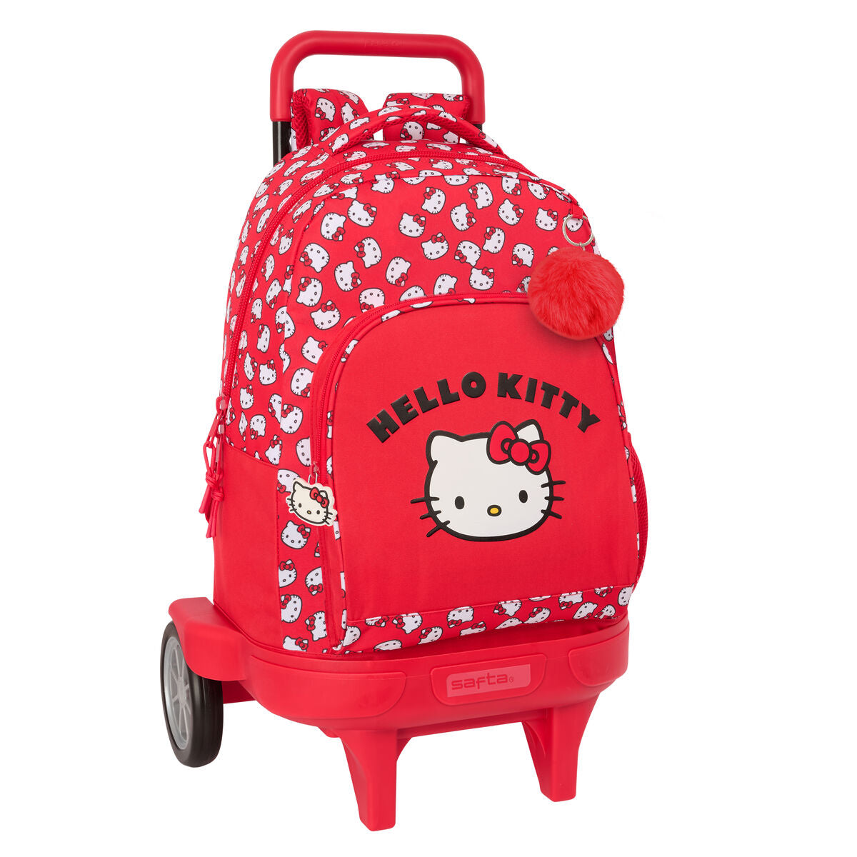 Mochila escolar icónica de Hello Kitty, blanca y roja, 33 x 45 x 22 cm