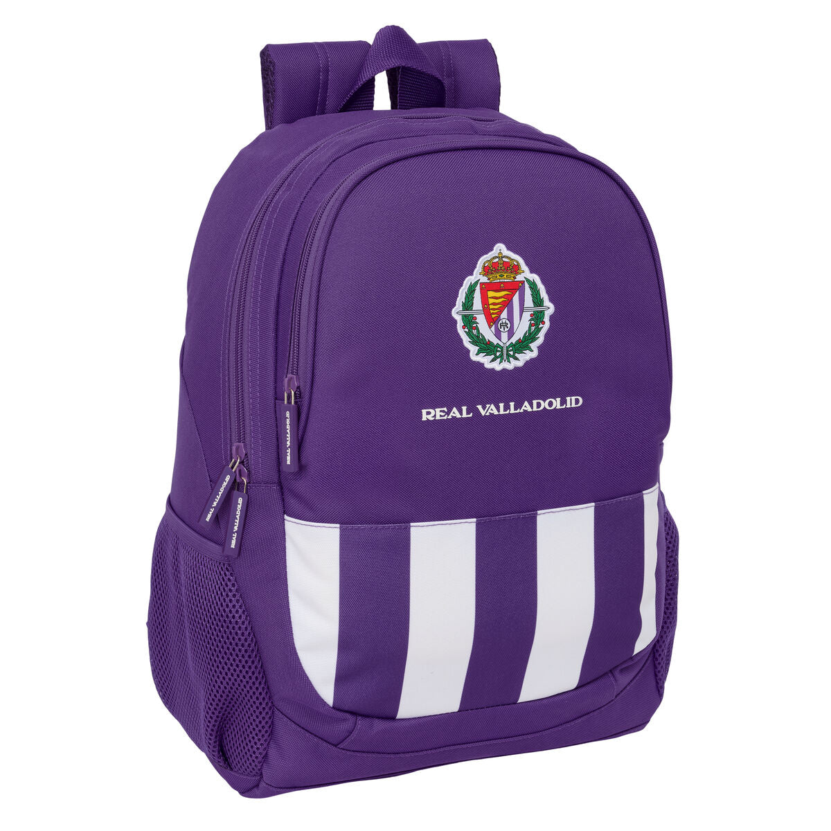 Mochila escolar blanca y morada del Real Valladolid CF 32 x 44 x 16 cm