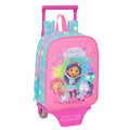 Gabby's Dollhouse Confetti School Backpack with Wheels, Turquoise Pink, 22 x 27 x 10 cm
