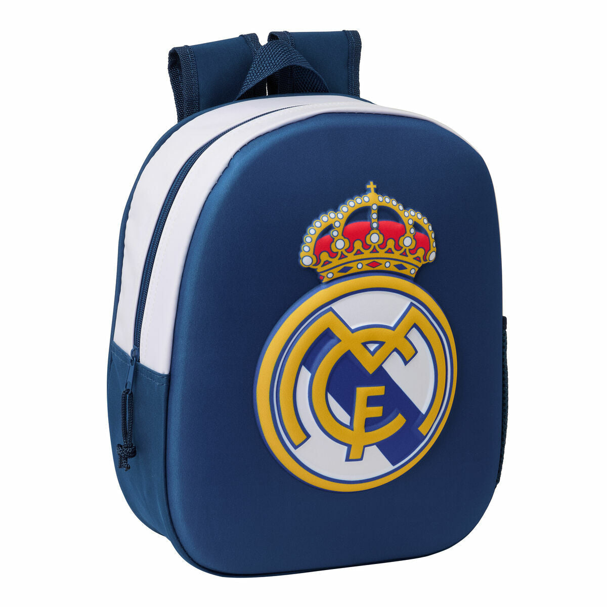 Mochila infantil del Real Madrid CF, negra, 27 x 33 x 10 cm, 3D