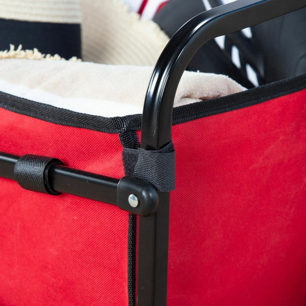 Aktive Multipurpose Cart, Red Polyester Steel, 65 x 94 x 40 cm, Foldable, Beach