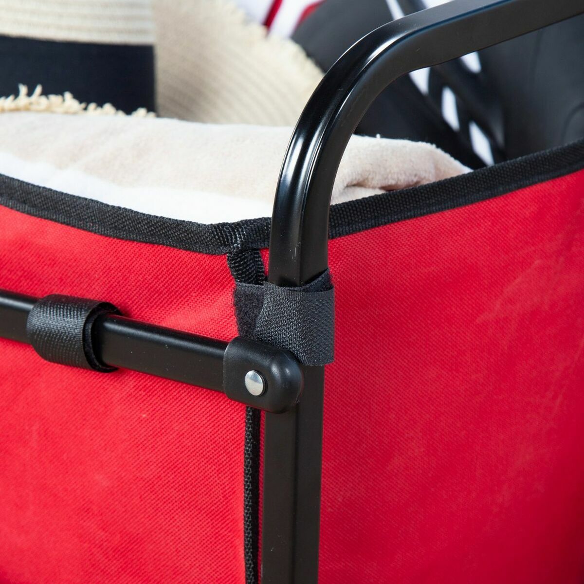 Aktive Multipurpose Cart, Red Polyester Steel, 65 x 94 x 40 cm, Foldable, Beach