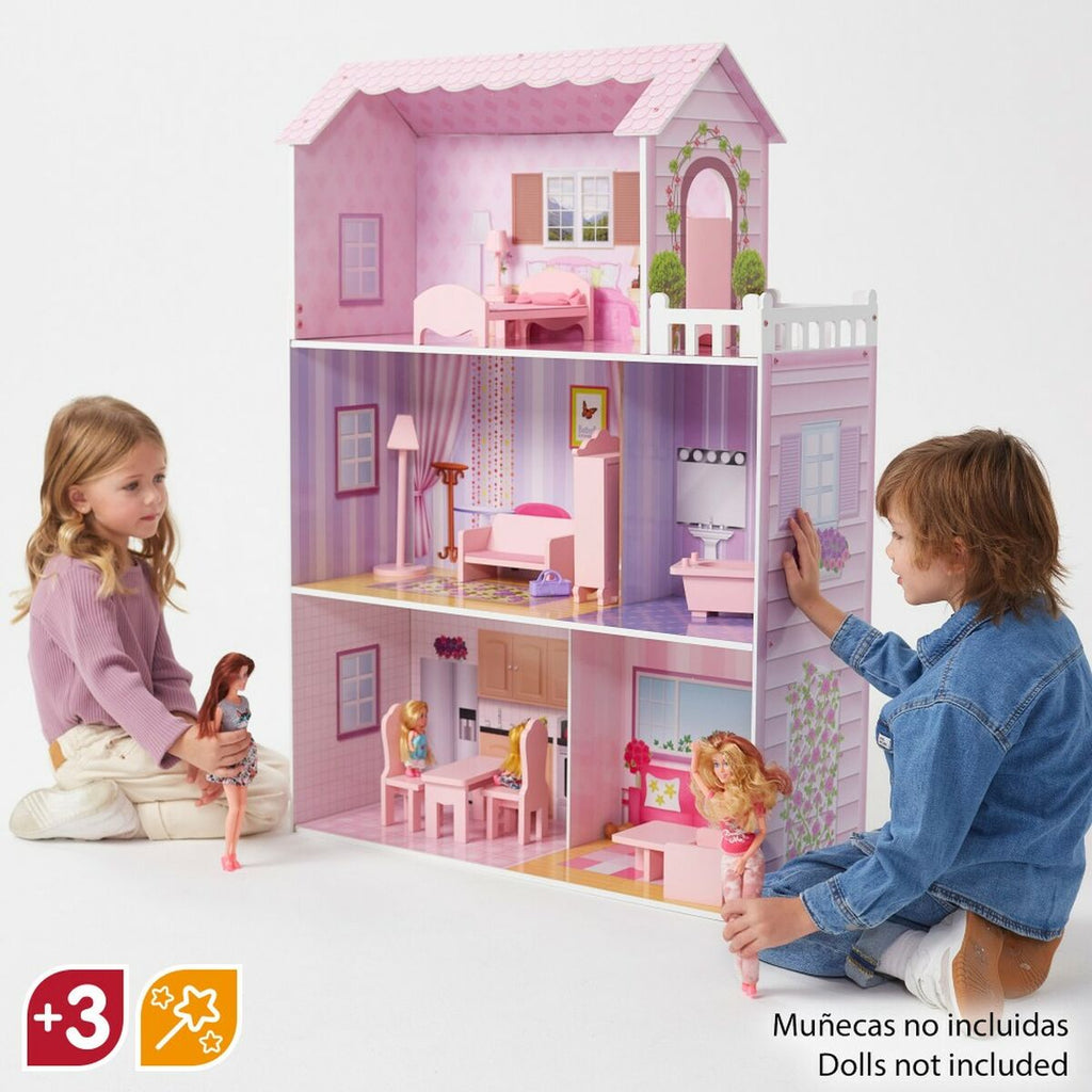 Casa de muñecas Play &amp; Learn, 14 piezas, 80 x 112 x 31 cm