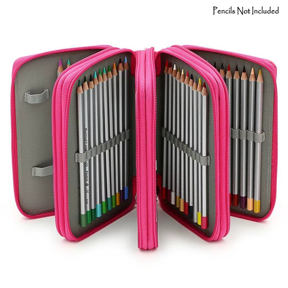 72 Holders 4 Layers Handy PU Leather School Pencils Case Large Capacity Colored Pencil Bag for Student Gift Art Supplies