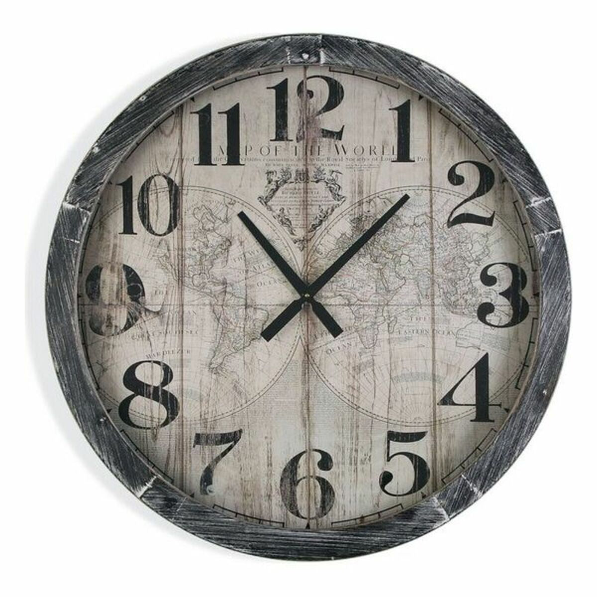 Versa Map World Wall Clock, MDF Wood (6.5 x 76.5 x 76.5 cm)