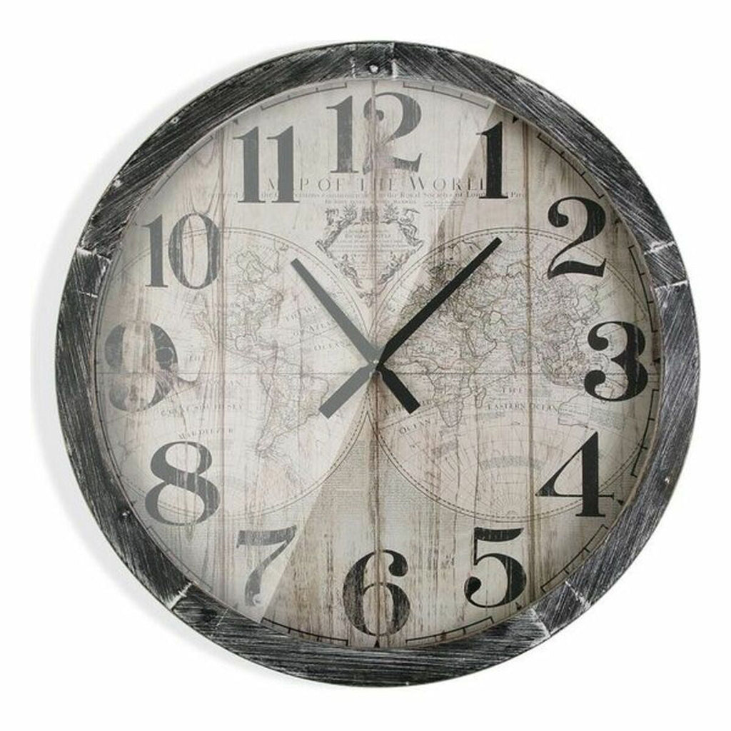 Versa Map World Wall Clock, MDF Wood (6.5 x 76.5 x 76.5 cm)