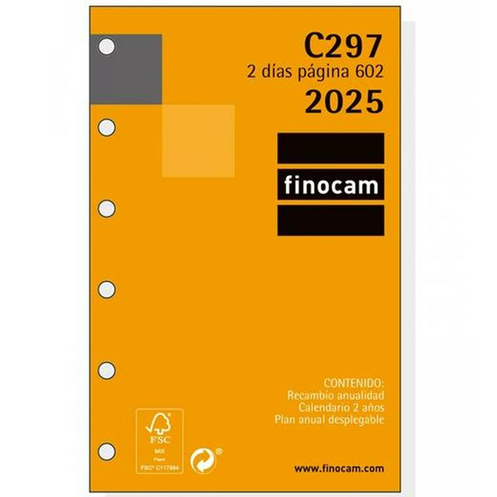 Recarga de páginas de agenda Finocam CLASSIC C297 602 2025 7,3 x 11,4 cm