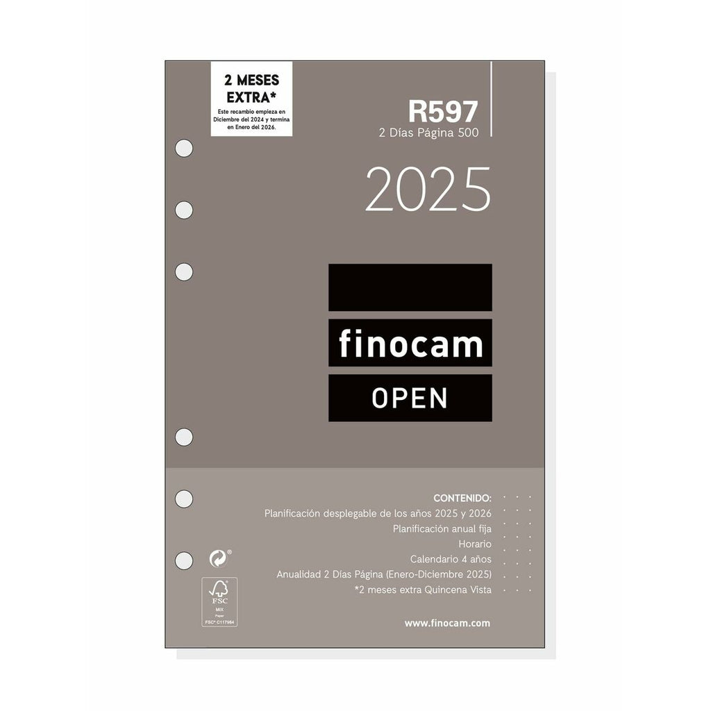 Finocam OPEN R597 2025 Journal Page Refill, 11.7 x 18.1 cm