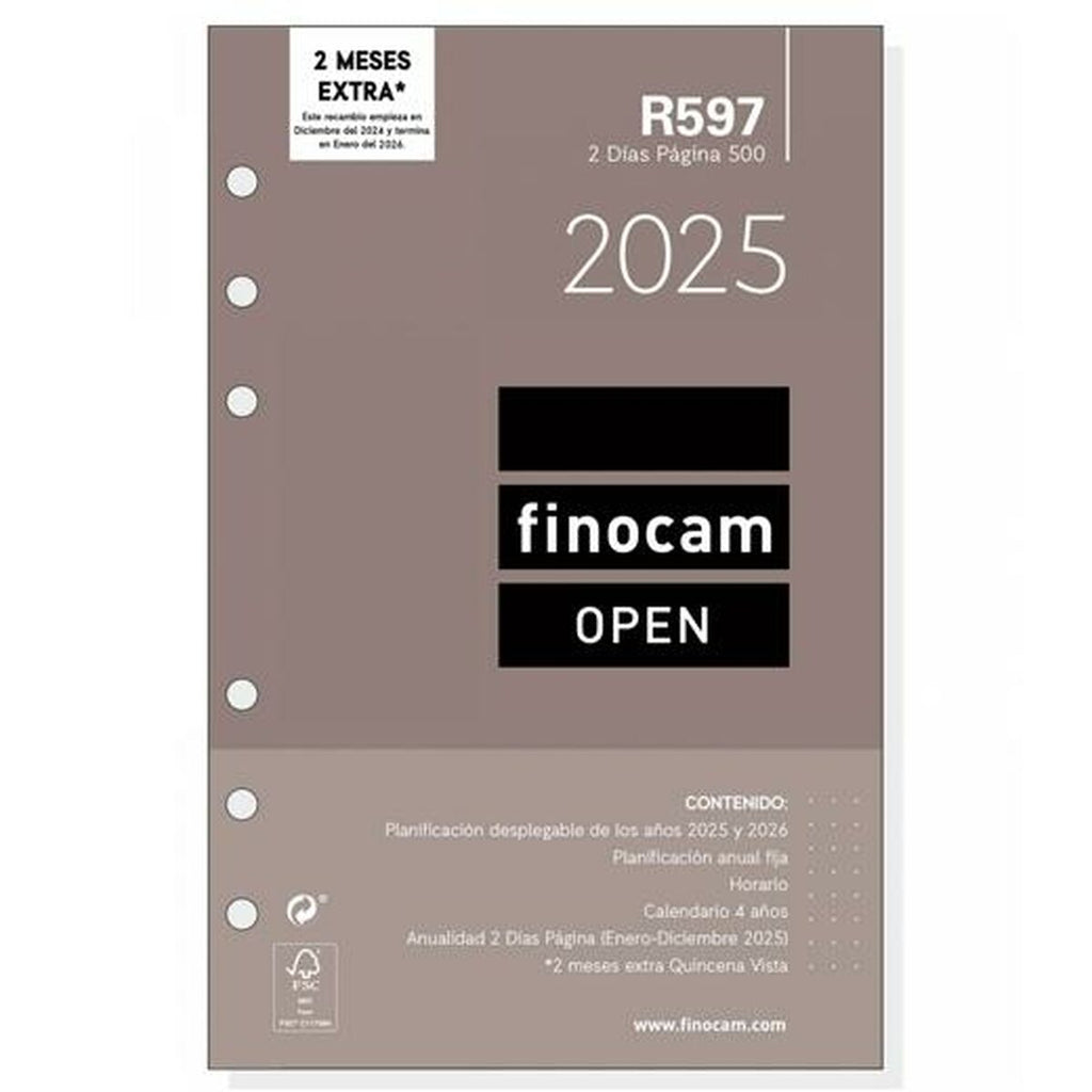 Finocam OPEN R597 2025 Journal Page Refill, 11.7 x 18.1 cm