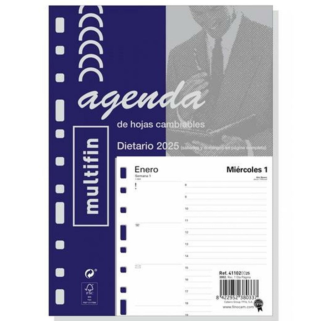 Recarga de páginas de agenda Finocam MULTIFIN 3002 2025 15,5 x 21,5 cm