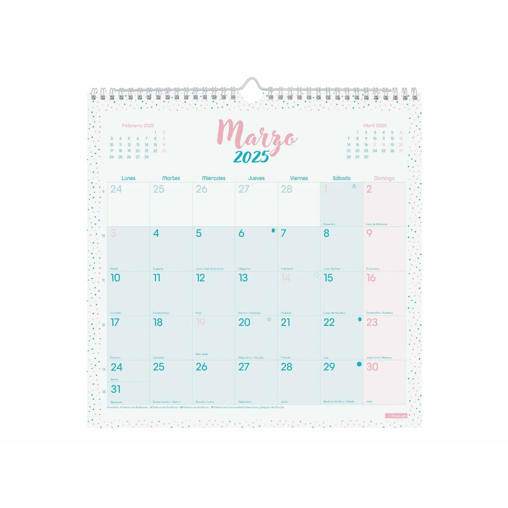 Calendário de parede Finocam CHIC Turquesa Papel 2025 30 x 30 cm