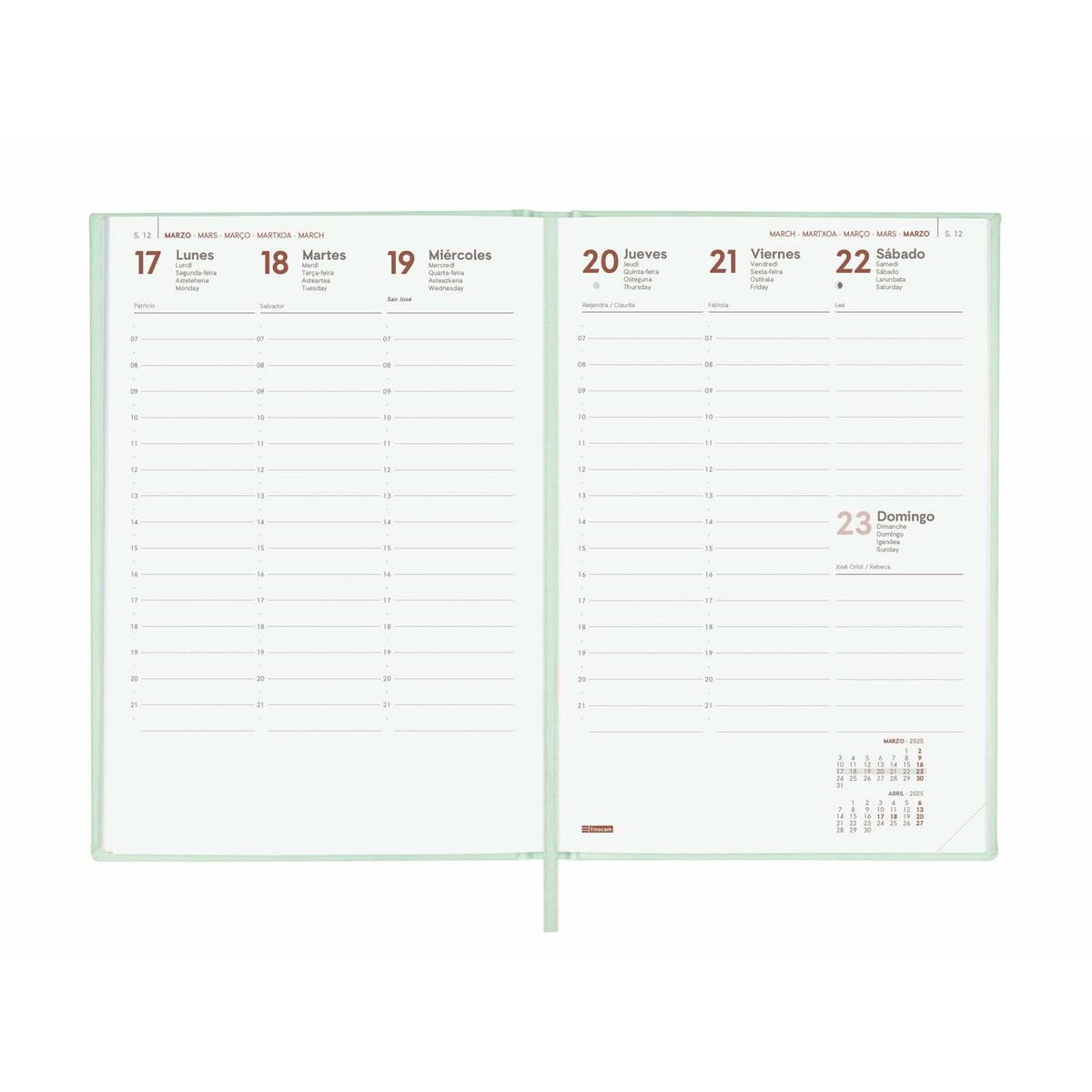 Agenda Finocam DYNAMIC LONDON Y10 Menta A5 14 x 20,4 cm 2025