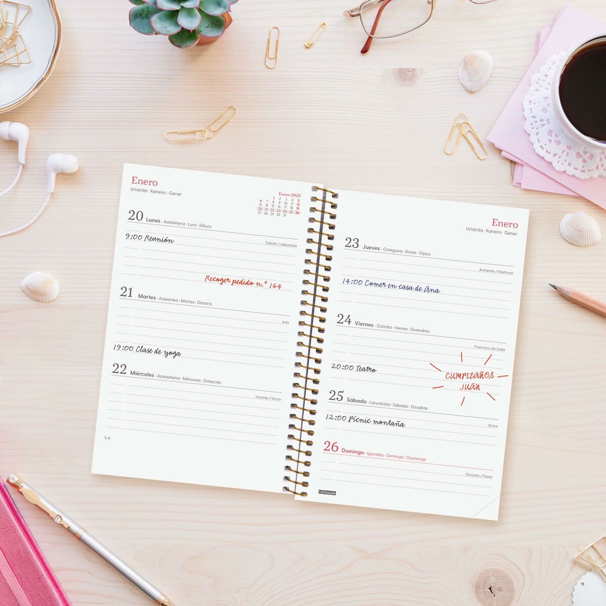 Agenda Finocam DESIGN COLLECTION 11,7 x 18,1 cm 2025 Floral