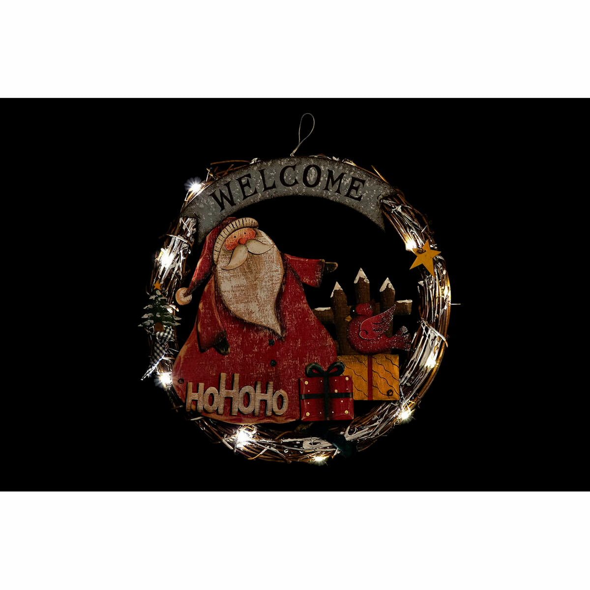Christmas Ornament DKD Home Decor Wooden Rope Santa Claus (2 pcs) (31 x 4 x 30 cm)