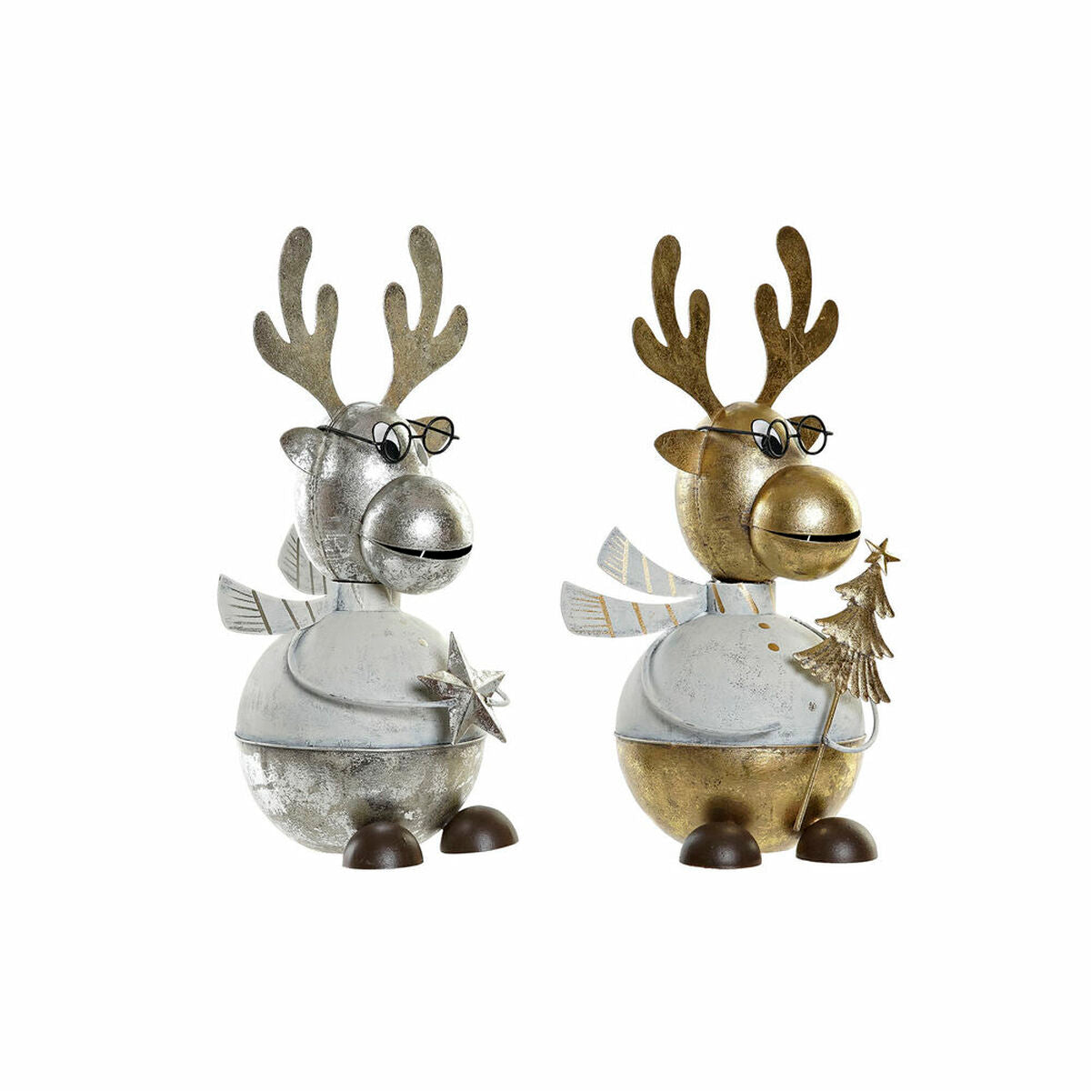 Christmas Ornament DKD Home Decor Metal Reindeer (14 x 13 x 27 cm) (2 pcs)
